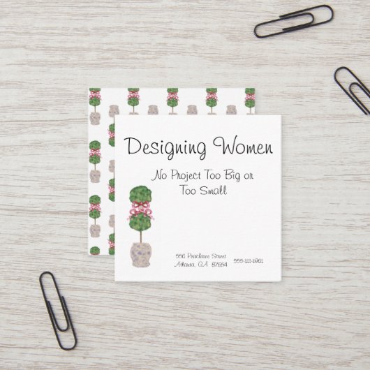 Chinoiserie Ginger Jar Jars Topiary Quadratische Visitenkarte (Vorderseite/Rückseite Beispiel)