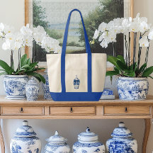 Chinoiserie Ginger Jar mit Blue Bow Contrast Trim