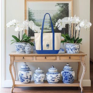 Chinoiserie Ginger Jar mit Blue Bow Contrast Trim Tragetasche