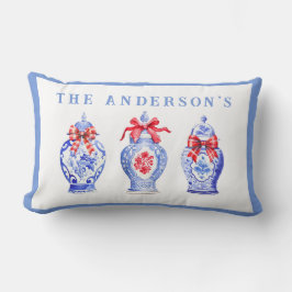 Chinoiserie Ginger Jar mit Red Bow Lendenkissen