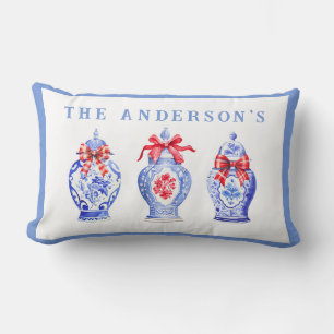Chinoiserie Ginger Jar mit Red Bow Lendenkissen