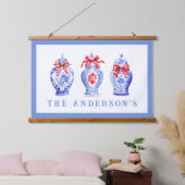 Chinoiserie Ginger Jar mit Red Bow | Weihnachten Wandteppich Mit Holzrahmen (Schlafzimmer)