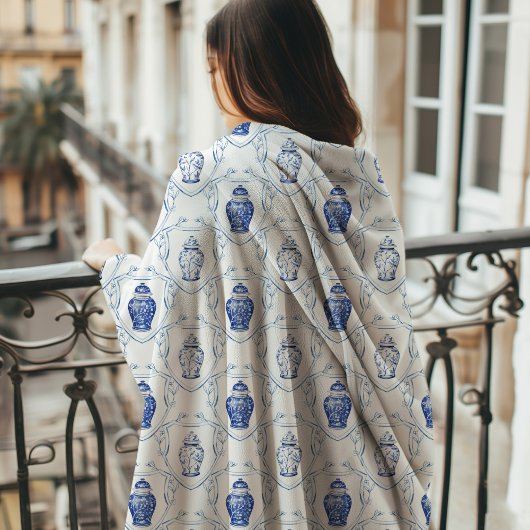 Chinoiserie Ginger Jar Monogram  Fleecedecke