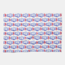 Chinoiserie Ginger Jar Monogram | Red Bow Geschirrtuch