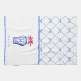 Chinoiserie Ginger Jar Monogram | Red Bow Geschirrtuch