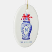 Chinoiserie Ginger Jar Monogram | Red Bow Keramik Ornament (Rechts)