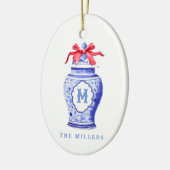Chinoiserie Ginger Jar Monogram | Red Bow Keramik Ornament (Links)