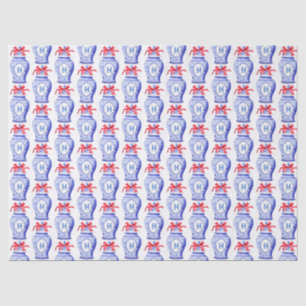 Chinoiserie Ginger Jar Monogram Red Bow Seidenpapier