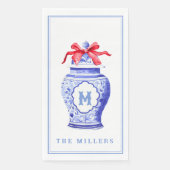 Chinoiserie Ginger Jar Monogram | Red Bow Serviette (Vorderseite)