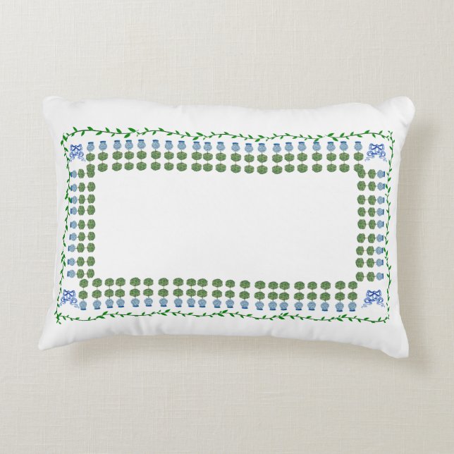 Chinoiserie Ginger Jar Topiary Lumbar Dekokissen (Rückseite)