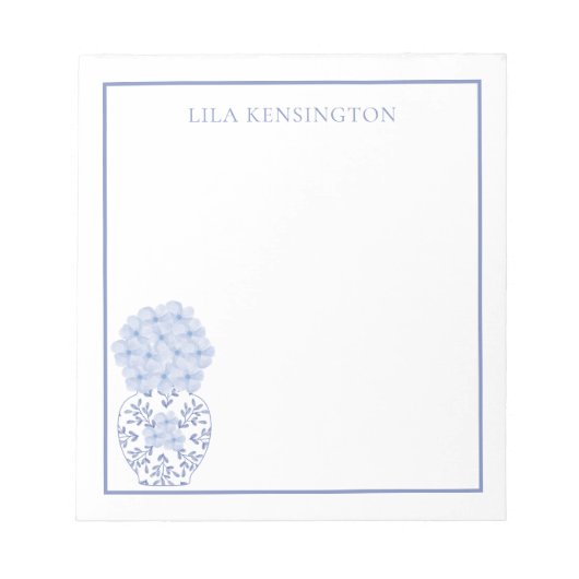 Chinoiserie Ginger Jar Vase mit Blumen Notepad Notizblock (Vorderseite)