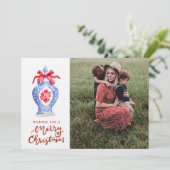 Chinoiserie Ginger Jar Weihnachts-Foto Feiertagskarte (Stehend Vorderseite)