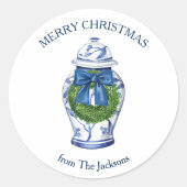 Chinoiserie Ginger Jar Wreath Runder Aufkleber (Vorderseite)