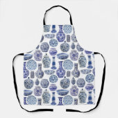 Chinoiserie Ginger Jars Hamptons Blau und Weiß Schürze (Vorderseite)