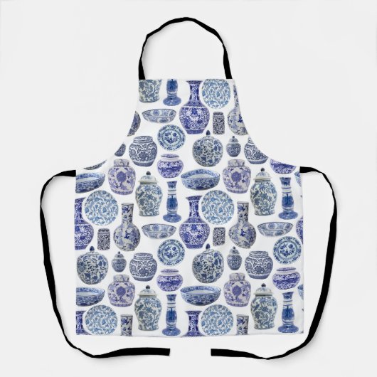 Chinoiserie Ginger Jars Hamptons Blau und Weiß Schürze (Vorderseite)