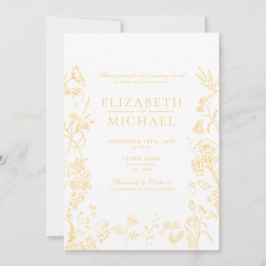 Chinoiserie Gold Viktorianisch Post Wedding Brunch Einladung (Vorderseite)