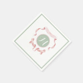 Chinoiserie Green Ribbons Logo-Wappen Serviette (Ecke)