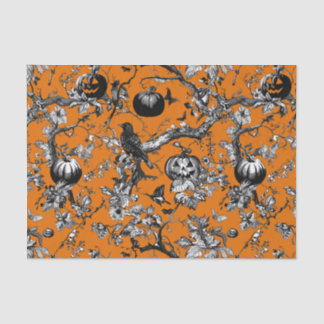 Chinoiserie Halloween Crow & Jack-O-Lantern Muster Seidenpapier