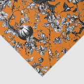 Chinoiserie Halloween Crow & Jack-O-Lantern Muster Seidenpapier (Ausschnitt)