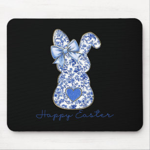 Chinoiserie-Hasen-Kaninchen-Vintage-Blau-Weiß-Pa Mousepad