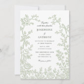 Chinoiserie Hellgrüne Florale Hochzeit Einladung (Vorderseite)
