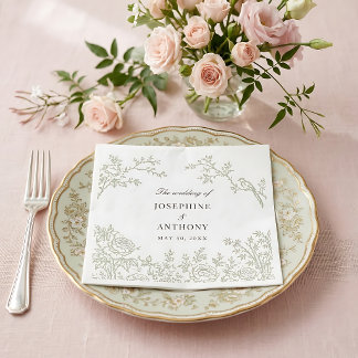 Chinoiserie Hellgrüne Florale Hochzeitsservietten Serviette