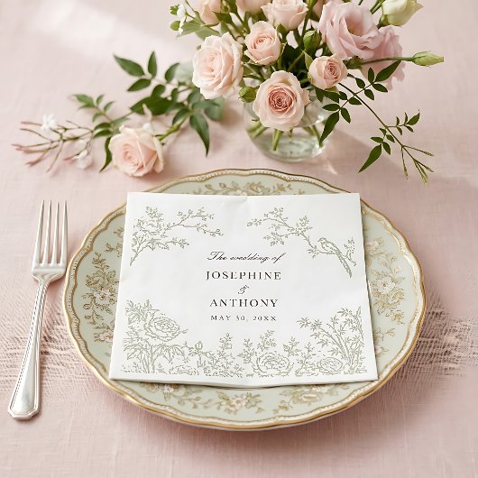 Chinoiserie Hellgrüne Florale Hochzeitsservietten Serviette