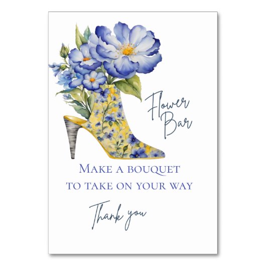 Chinoiserie High-Heel Blume Bar Tischnummer (Vorderseite)