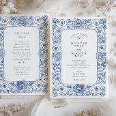 Chinoiserie Hochzeit in Blau und Weiß Einladung