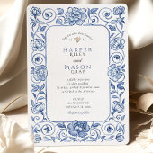 Chinoiserie Hochzeit in Blau und Weiß Einladung