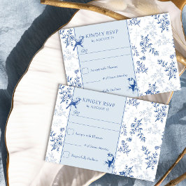 Chinoiserie Hochzeit in Blau und Weiß RSVP Karte