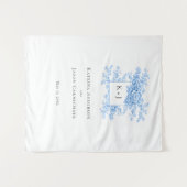 Chinoiserie-Hochzeitsblumen-Monogramm Elegant Wandteppich (Vorderseite (Horizontal))