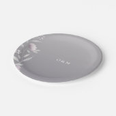 Chinoiserie Hochzeitsmonogramm Pappteller (Schrägansicht)