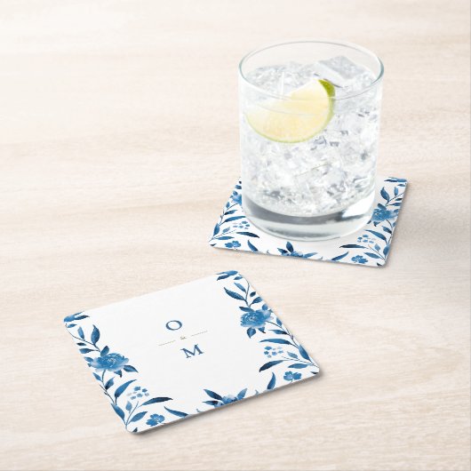 Chinoiserie Hochzeitsmonogramm Rechteckiger Pappuntersetzer (Vor Ort)