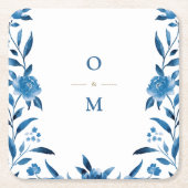 Chinoiserie Hochzeitsmonogramm Rechteckiger Pappuntersetzer (Vorderseite)