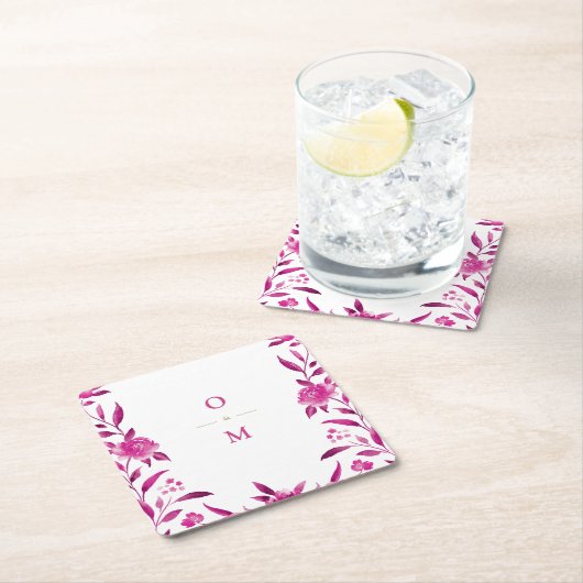 Chinoiserie Hochzeitsmonogramm Rechteckiger Pappuntersetzer (Vor Ort)