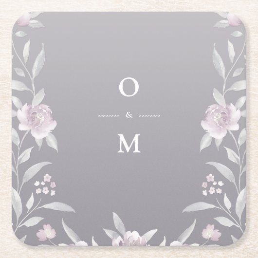 Chinoiserie Hochzeitsmonogramm Rechteckiger Pappuntersetzer (Vorderseite)