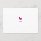 Chinoiserie Hochzeitsunterkunft in Rosa Begleitkarte (Rückseite)