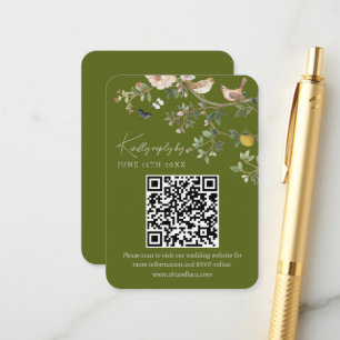 Chinoiserie-Hochzeitswebsite RSVP-QR-Code Begleitkarte