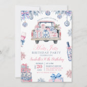 Chinoiserie Holly Jolly Adult Birthday Party Einladung (Vorderseite)