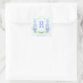 Chinoiserie Hydrangea Monogram Quadratischer Aufkleber (Tasche)