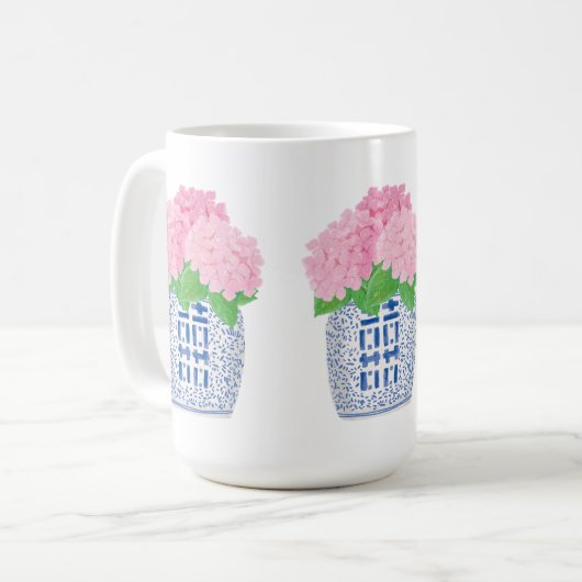 Chinoiserie Hydrangea Tasse (Vorderseite Links)