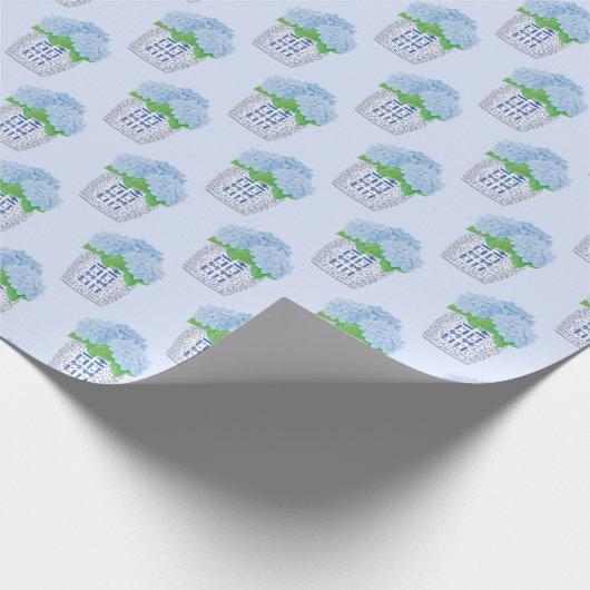 Chinoiserie Hydrangea Wrapping Paper Geschenkpapier (Ecke)