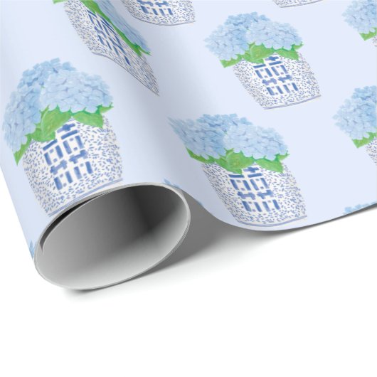 Chinoiserie Hydrangea Wrapping Paper Geschenkpapier (Rolleneckpunkt)