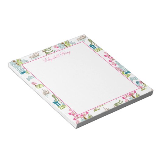 Chinoiserie in Frühlingsfarben Notizblock (angewinkelt)