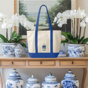Chinoiserie Ingwertopf mit blauem Schleifenkontras Tragetasche
