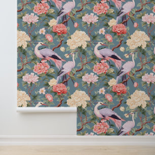 Chinoiserie Jade Blume & Egrets Muster Tapete