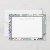 Chinoiserie Jade Floral Egret Personalisiert Dankeskarte (Vorderseite)