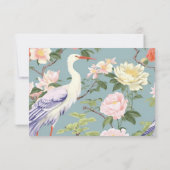 Chinoiserie Jade Floral Egret Personalisiert Dankeskarte (Rückseite)