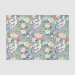 Chinoiserie Jade Floral Egret Seidenpapier